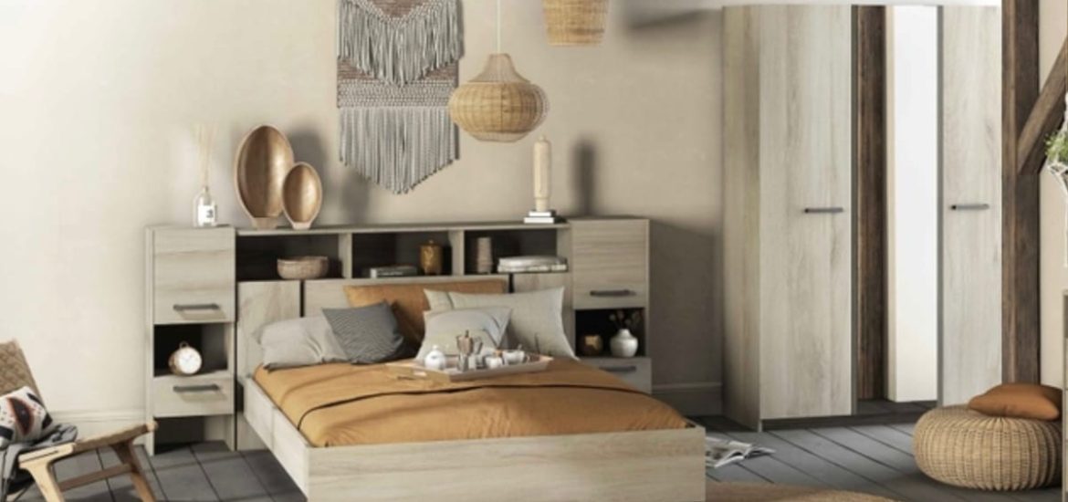 lit simple 140x190 cm watson coloris chêne kronberg waterford