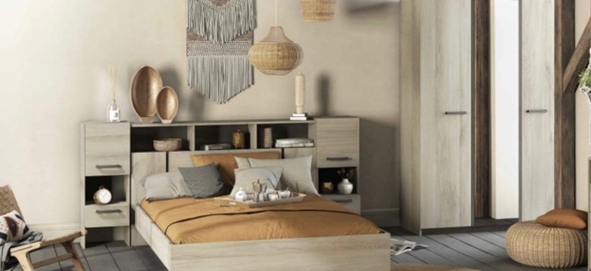 lit simple 140x190 cm watson coloris chêne kronberg waterford